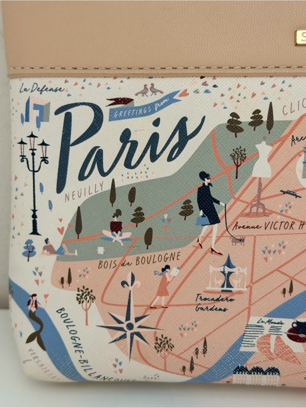 Spartina 449 City of Lights Paris Scout Wristlet Map Print  Clutch collectible